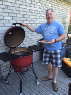 Kamado Joe Classic Joe II With Cart And Heat Deflector - Red 18" Ceramic Charcoal Grill -BBQ Equipment David Johnston KJ23RH